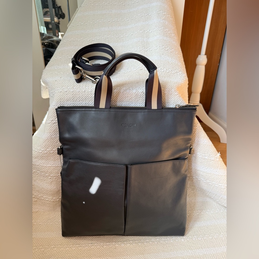 Coach F54759 Charles Foldover Tote in gray Leather - Picture 3 of 10